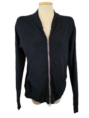 Wings + Horns Cardigan Mens Medium Black Full Zip Jacket Knit Minimalist